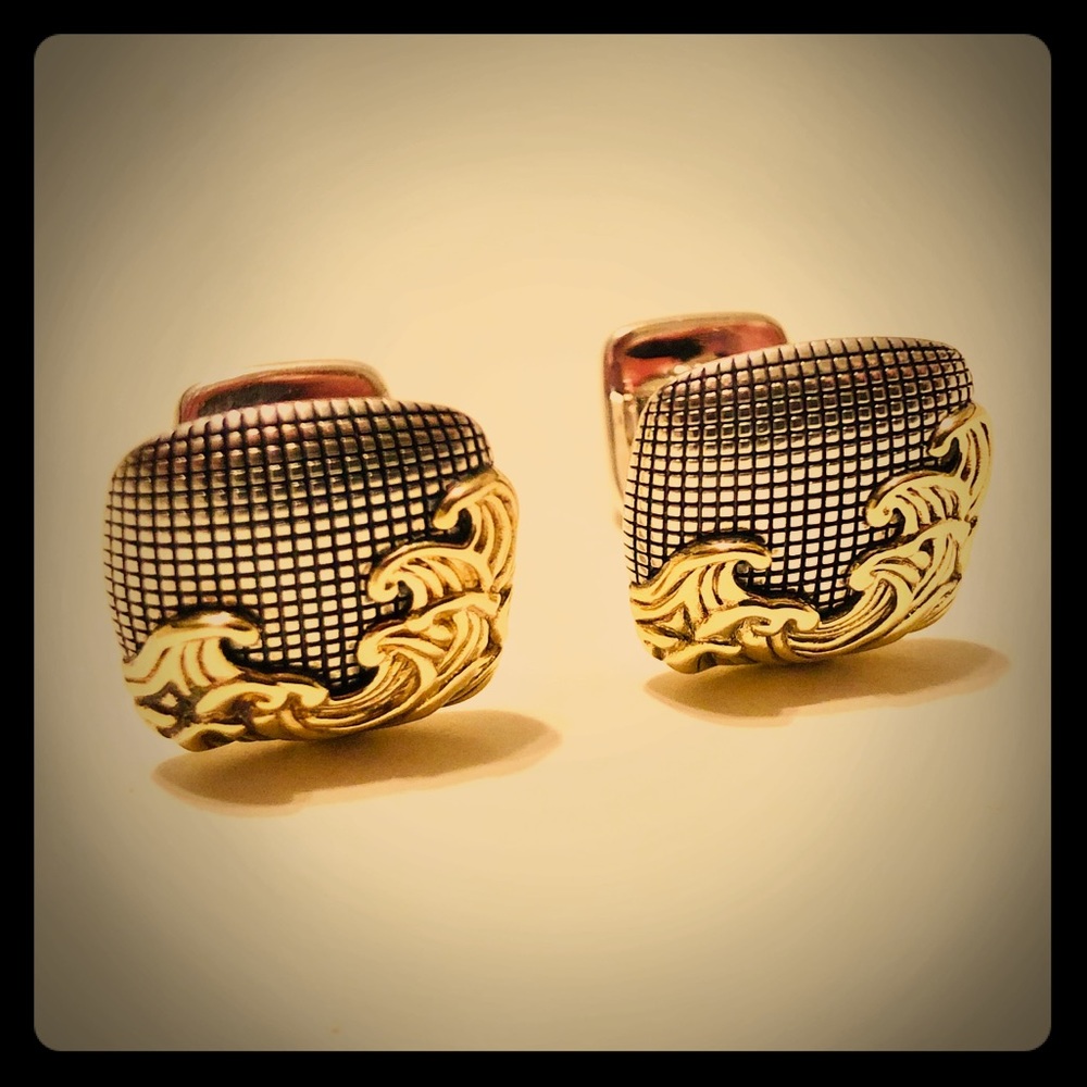 New David Yurman Waves Cufflinks W/18K Gold